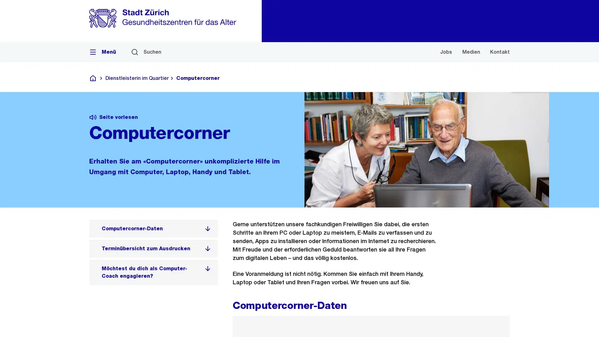 Computercorner | Gesundheitszentren für das Alter
